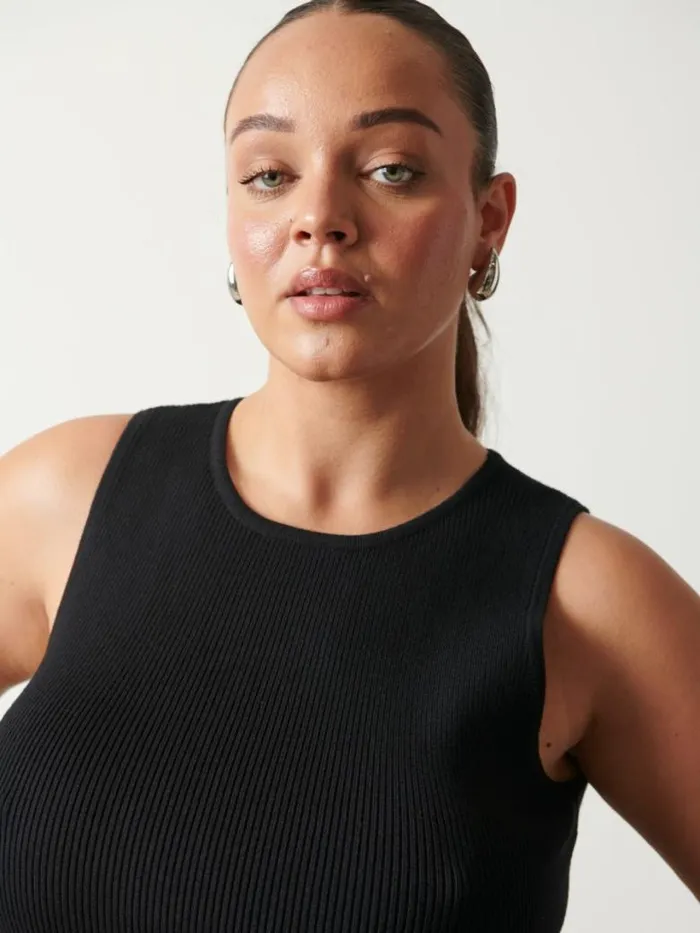 Pretty Lavish Dresses Women Billie Ribbed Racer Midi Dress Black