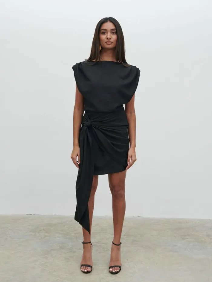 Pretty Lavish Dresses Women Dana Wrap Mini Dress Black