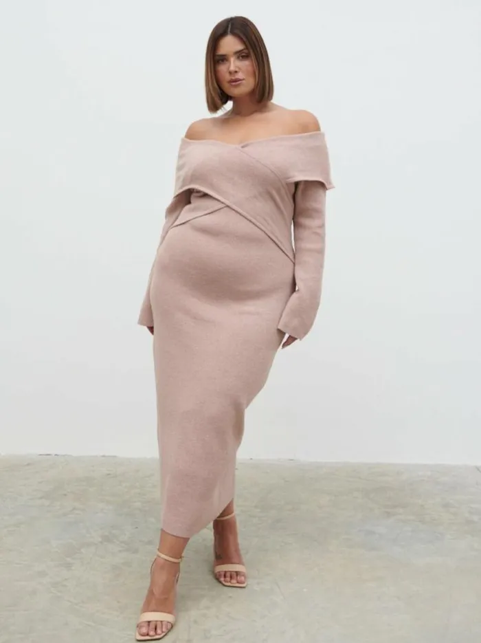 Pretty Lavish Dresses Women Danica Wrap Knit Midaxi Dress Curve Pink