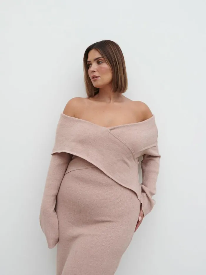 Pretty Lavish Dresses Women Danica Wrap Knit Midaxi Dress Curve Pink