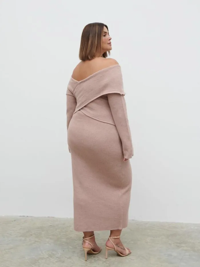 Pretty Lavish Dresses Women Danica Wrap Knit Midaxi Dress Curve Pink