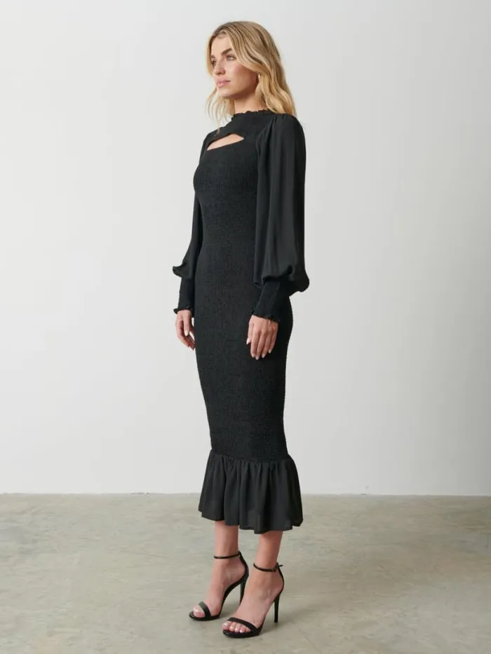 Pretty Lavish Dresses Women Elise Cut Out Shirred Midaxi Dress Black