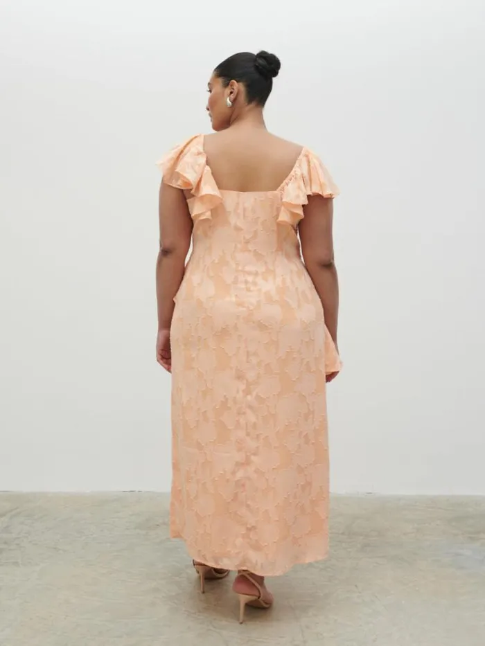 Pretty Lavish Dresses Women Eloise Ruffle Midaxi Dress Curve Orange