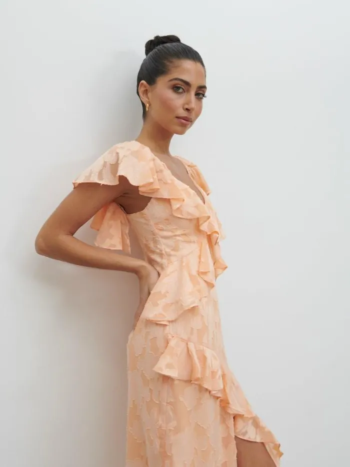 Pretty Lavish Dresses Women Eloise Ruffle Midaxi Dress Orange