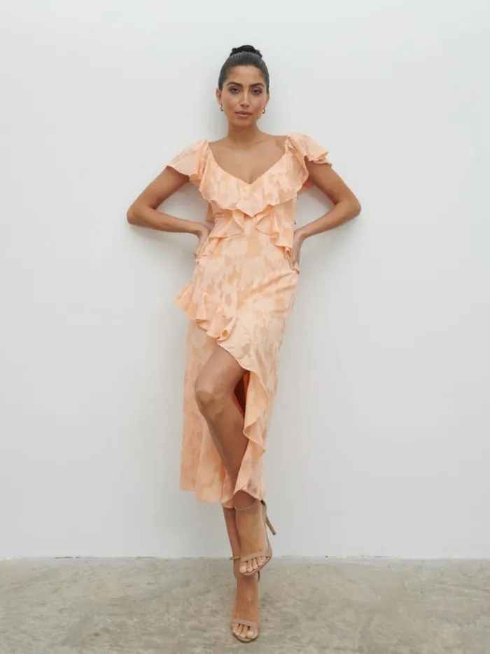 Pretty Lavish Dresses Women Eloise Ruffle Midaxi Dress Orange