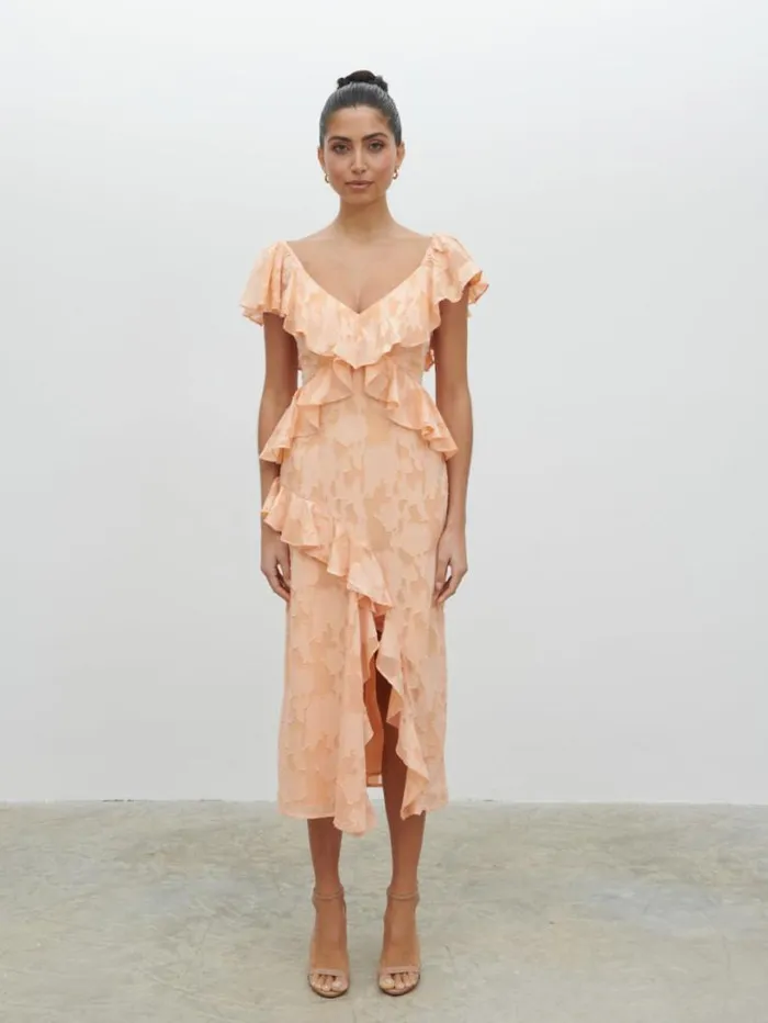 Pretty Lavish Dresses Women Eloise Ruffle Midaxi Dress Orange