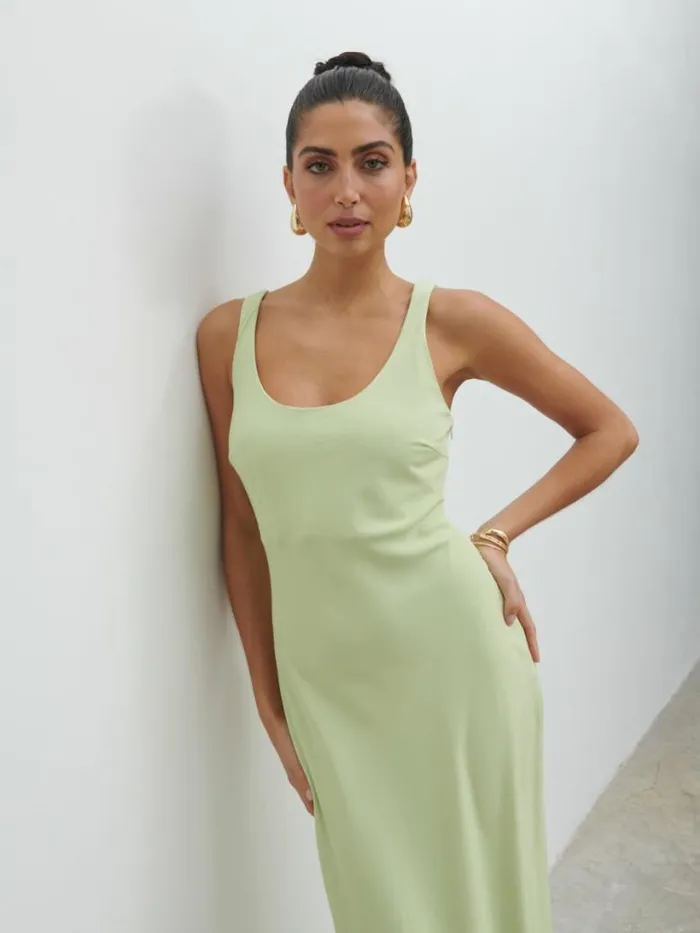 Pretty Lavish Dresses Women Evelyn Satin Slip Maxi Dress Green