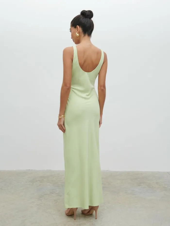 Pretty Lavish Dresses Women Evelyn Satin Slip Maxi Dress Green