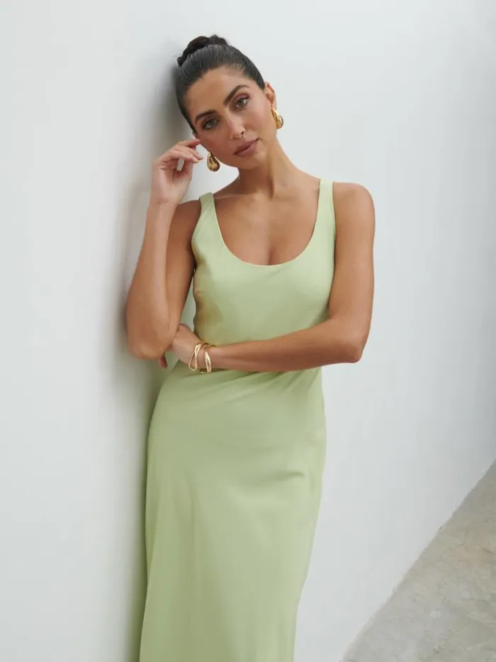 Pretty Lavish Dresses Women Evelyn Satin Slip Maxi Dress Green