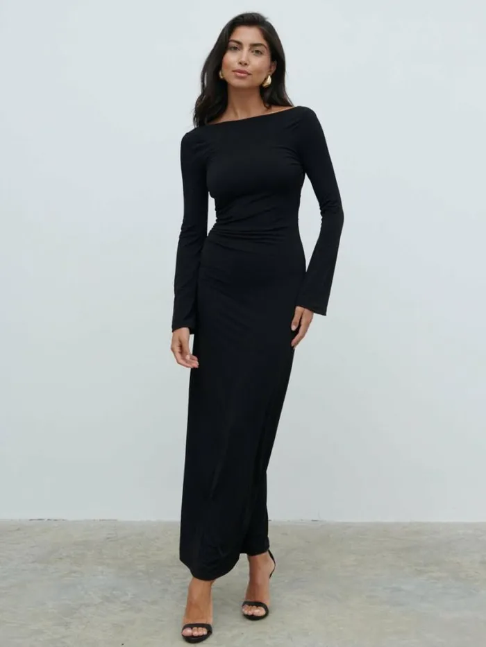 Pretty Lavish Dresses Women Hadley Cowl Back Jersey Maxi Dress Black