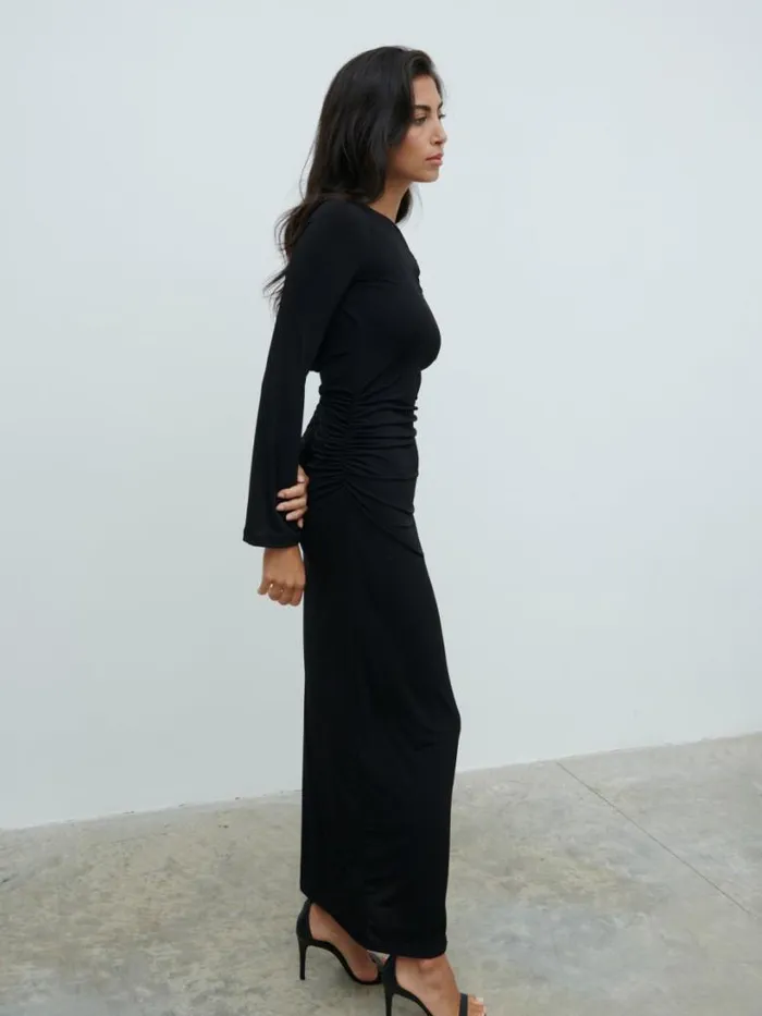 Pretty Lavish Dresses Women Hadley Cowl Back Jersey Maxi Dress Black