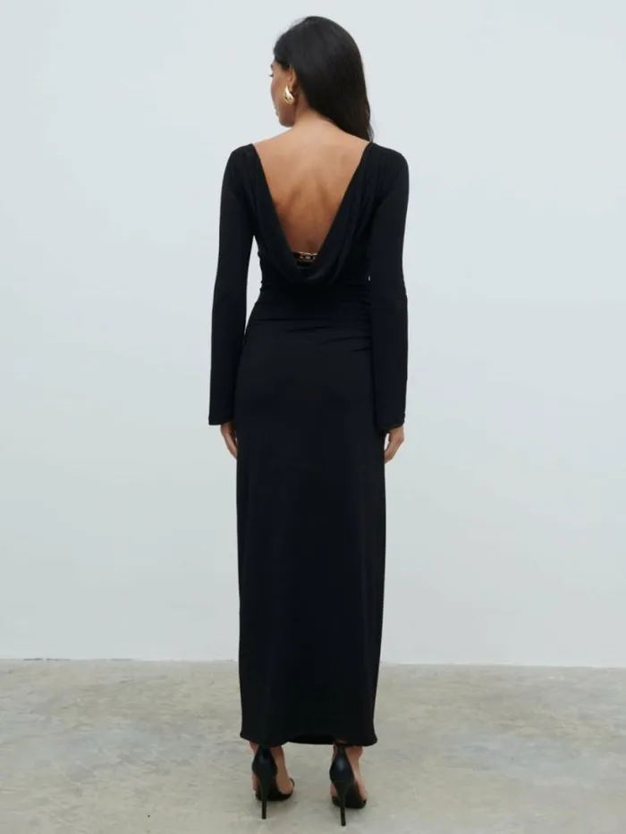 Pretty Lavish Dresses Women Hadley Cowl Back Jersey Maxi Dress Black