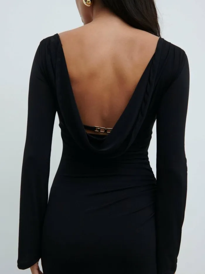 Pretty Lavish Dresses Women Hadley Cowl Back Jersey Maxi Dress Black