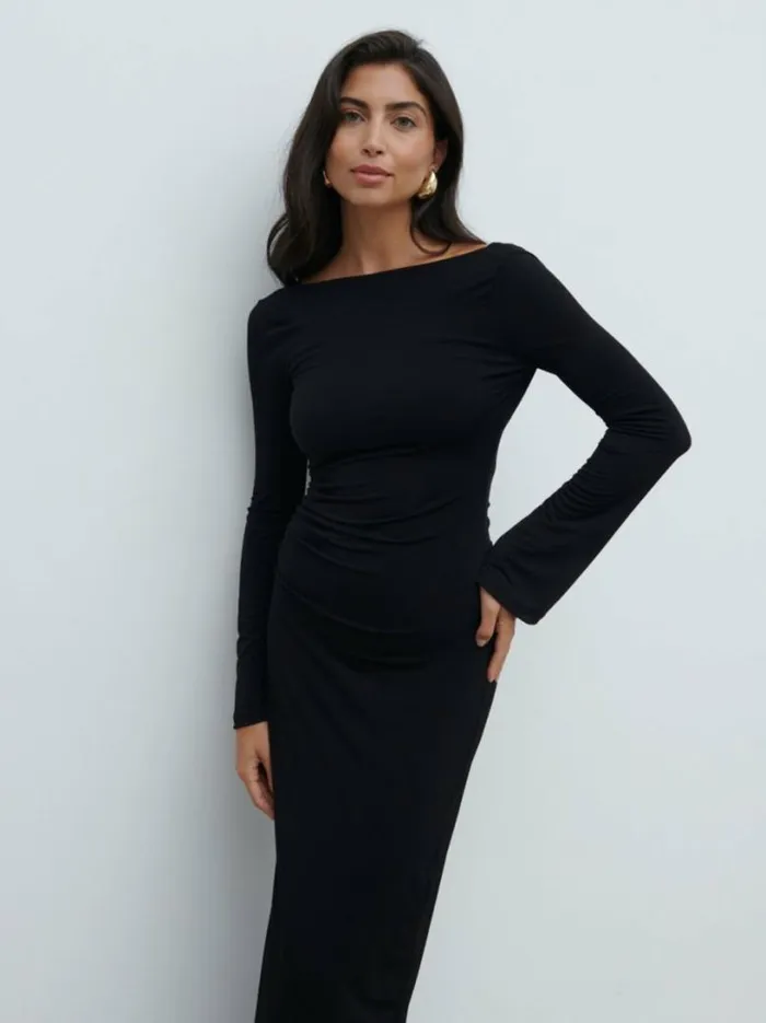 Pretty Lavish Dresses Women Hadley Cowl Back Jersey Maxi Dress Black