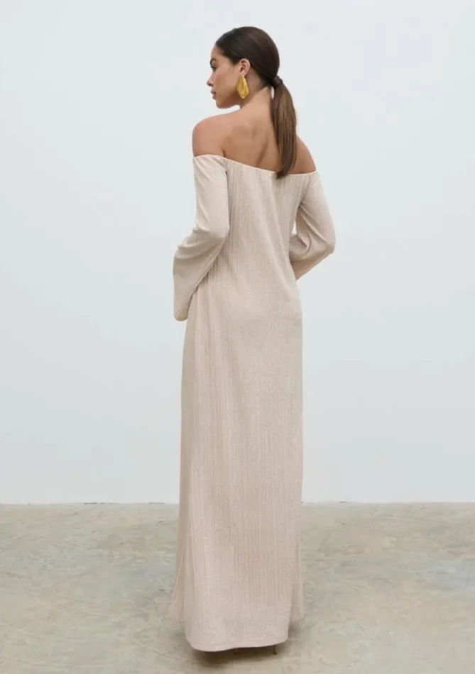 Pretty Lavish Dresses Women Layla Metallic Plisse Maxi Dress Gold