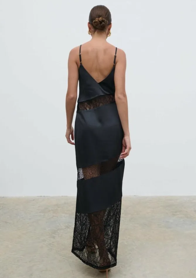 Pretty Lavish Dresses Women Monique Lace Inserted Slip Dress Black