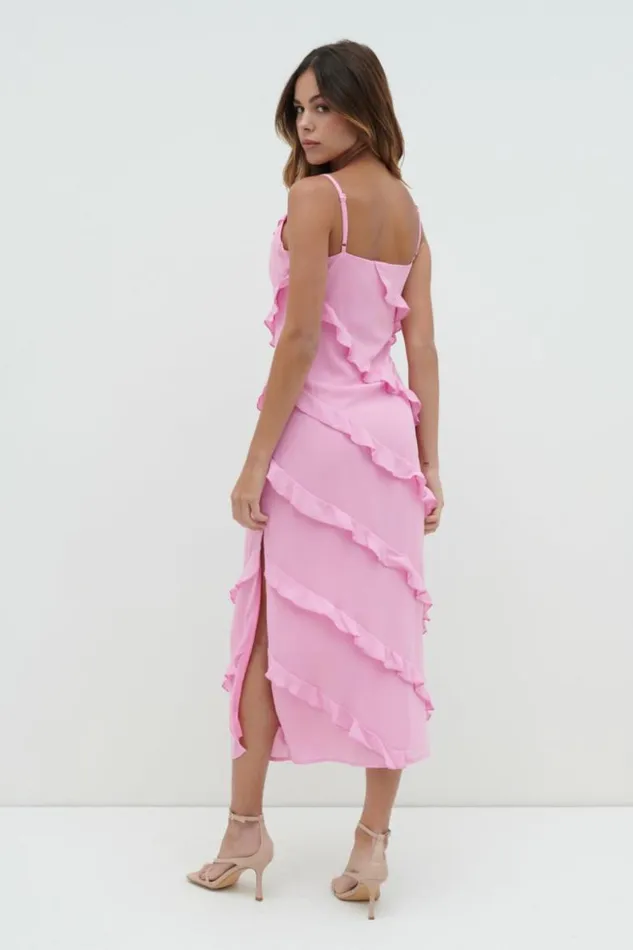 Pretty Lavish Dresses Women Nadine Ruffle Midaxi Dress Pink