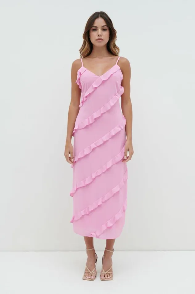 Pretty Lavish Dresses Women Nadine Ruffle Midaxi Dress Pink