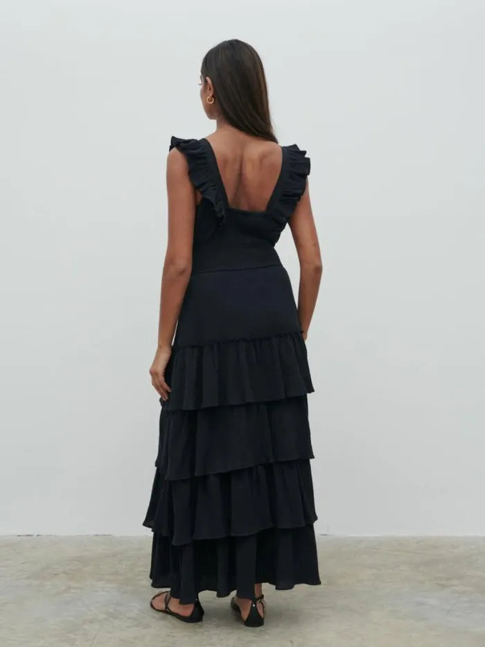 Pretty Lavish Dresses Women Opal Ruffle Midaxi Dress Black