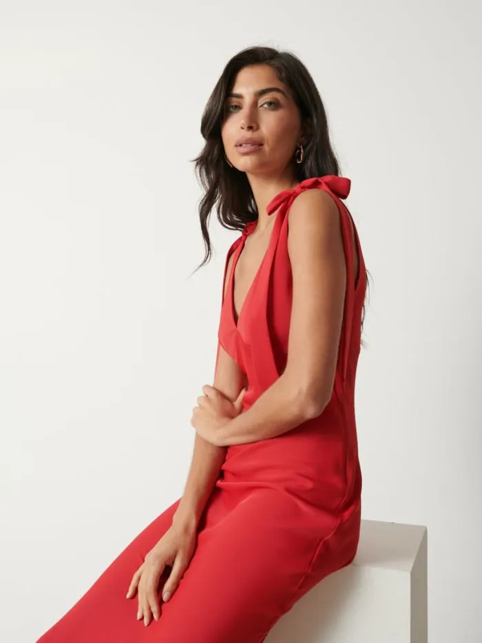 Pretty Lavish Dresses Women Piper Tie Midaxi Dress Red