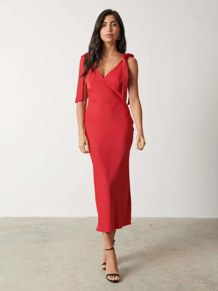 Pretty Lavish Dresses Women Piper Tie Midaxi Dress Red