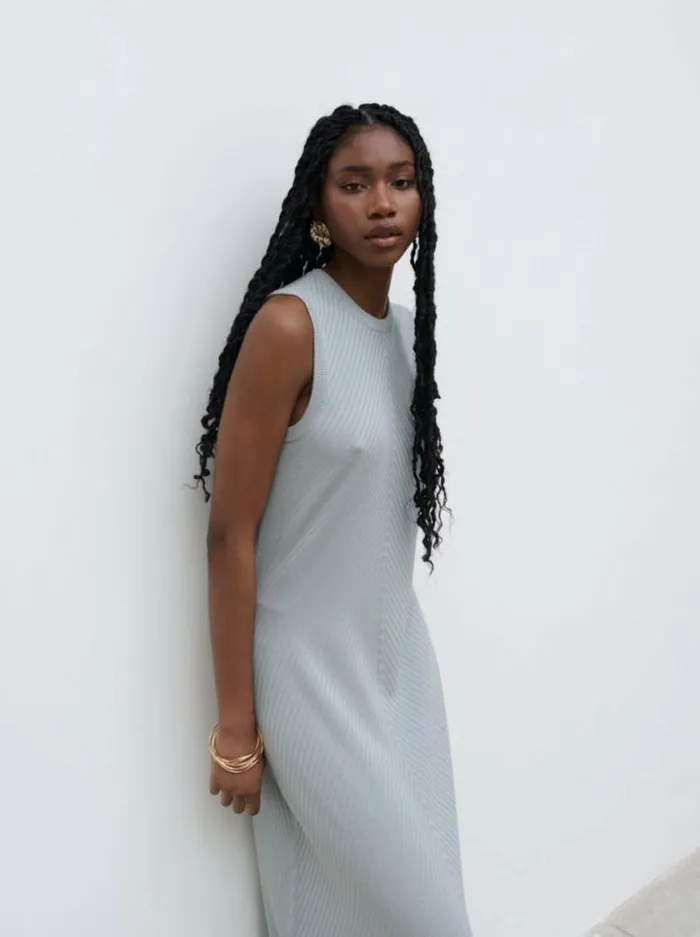 Pretty Lavish Dresses Women Portia Shift Knit Midaxi Dress Blue