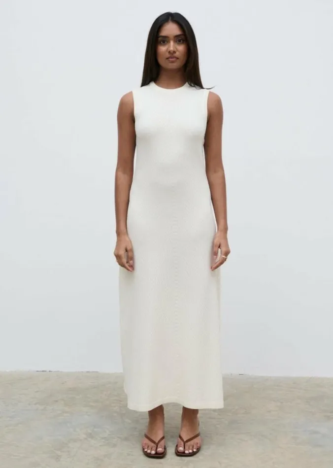 Pretty Lavish Dresses Women Portia Shift Knit Midaxi Dress Cream