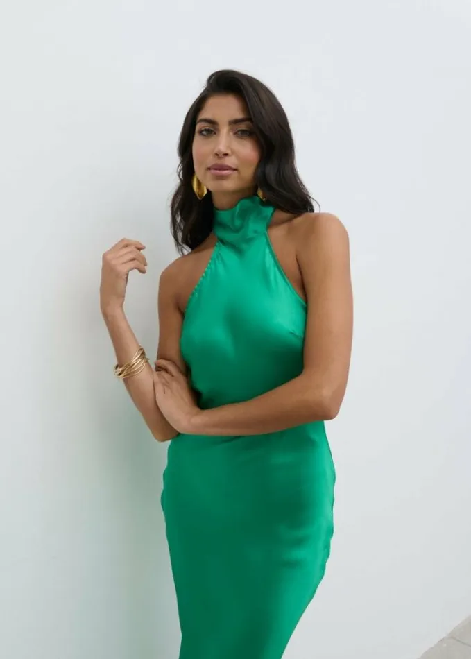 Pretty Lavish Dresses Women Raleigh Recycled Cowl Back Midaxi Dress Emerald