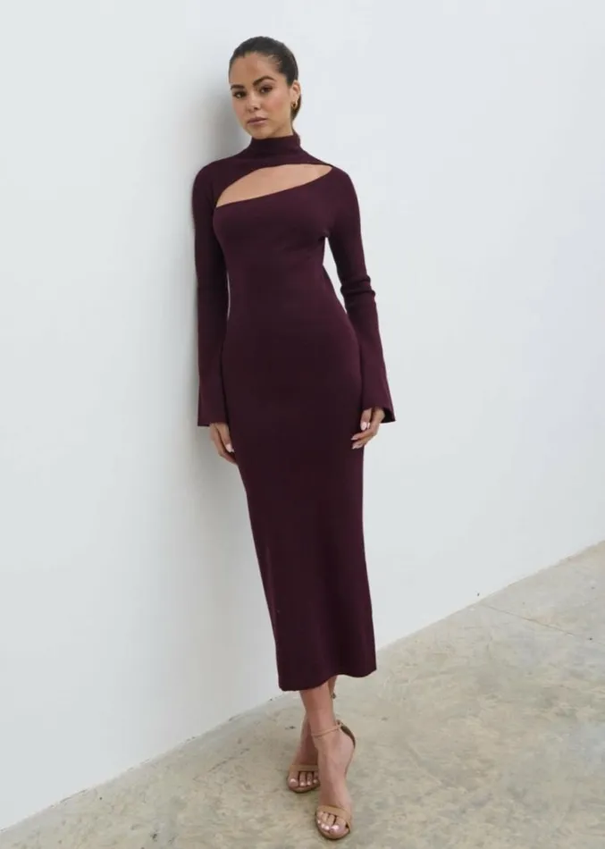 Pretty Lavish Dresses Women Shani Cut Out Knit Dress Red