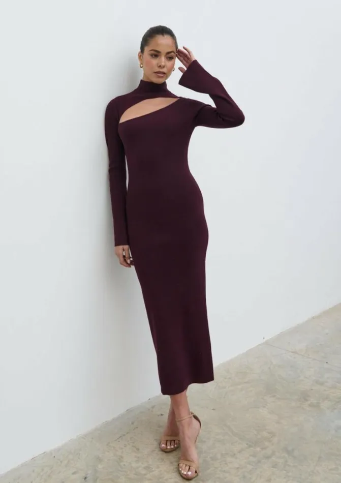 Pretty Lavish Dresses Women Shani Cut Out Knit Dress Red