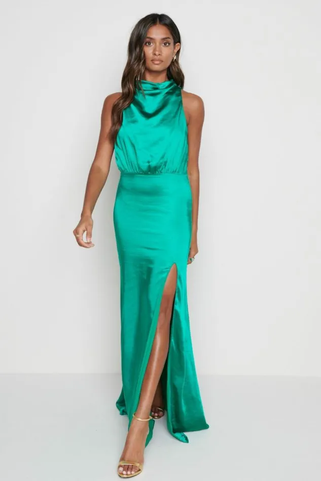 Pretty Lavish Dresses Women Tabitha Funnel Neck Midaxi Dress Emerald