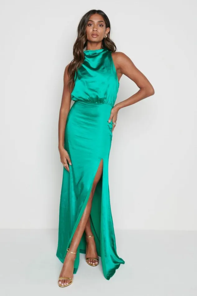 Pretty Lavish Dresses Women Tabitha Funnel Neck Midaxi Dress Emerald