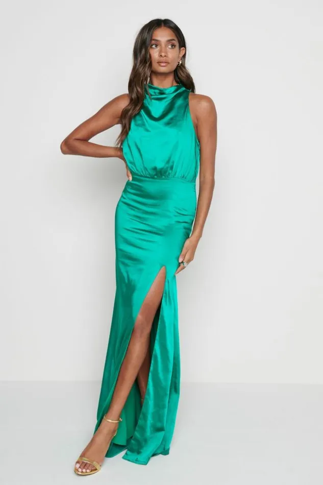 Pretty Lavish Dresses Women Tabitha Funnel Neck Midaxi Dress Emerald