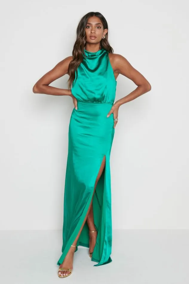 Pretty Lavish Dresses Women Tabitha Funnel Neck Midaxi Dress Emerald