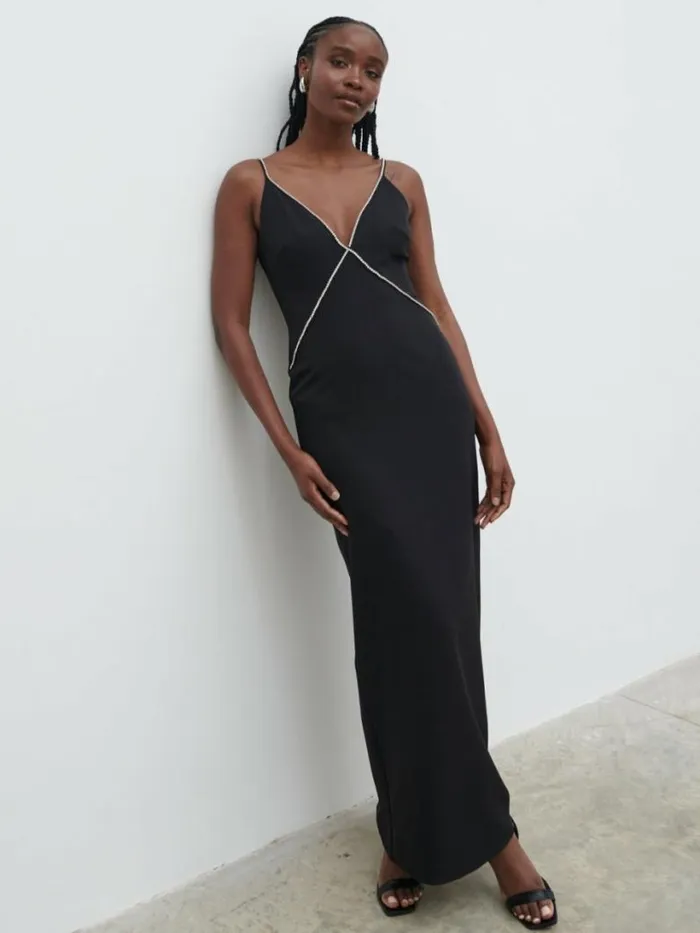 Pretty Lavish Dresses Women Val Plunge Embellished Maxi Dress Black