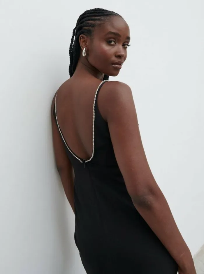 Pretty Lavish Dresses Women Val Plunge Embellished Maxi Dress Black