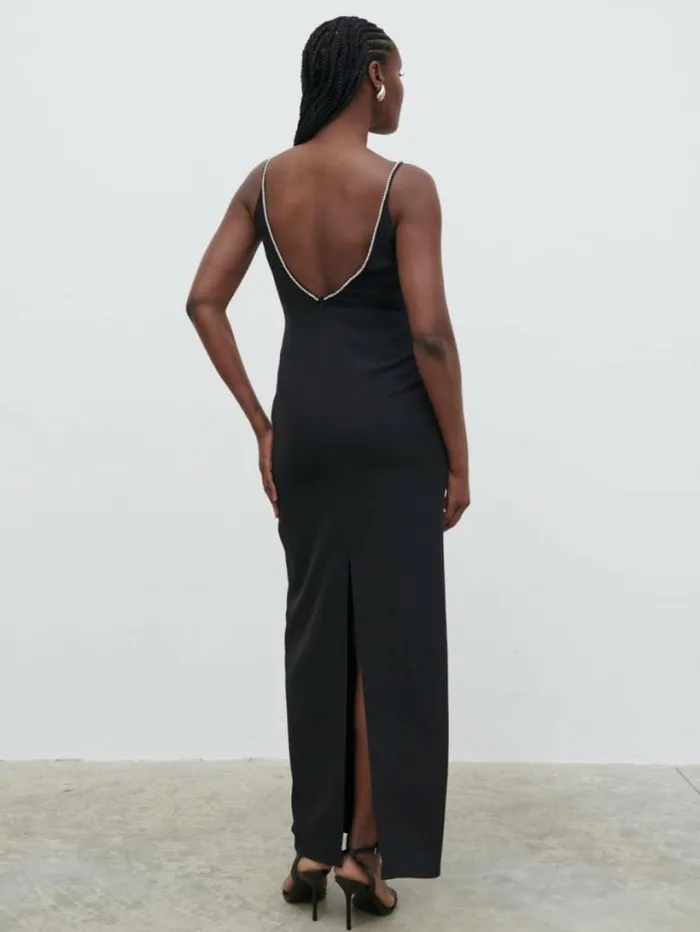 Pretty Lavish Dresses Women Val Plunge Embellished Maxi Dress Black