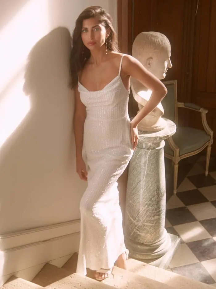 Pretty Lavish Hen Do Women Keisha Sequin Maxi Dress White