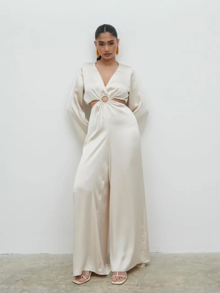 Pretty Lavish Hen Do Women Tropez Cut Out Ring Jumpsuit White