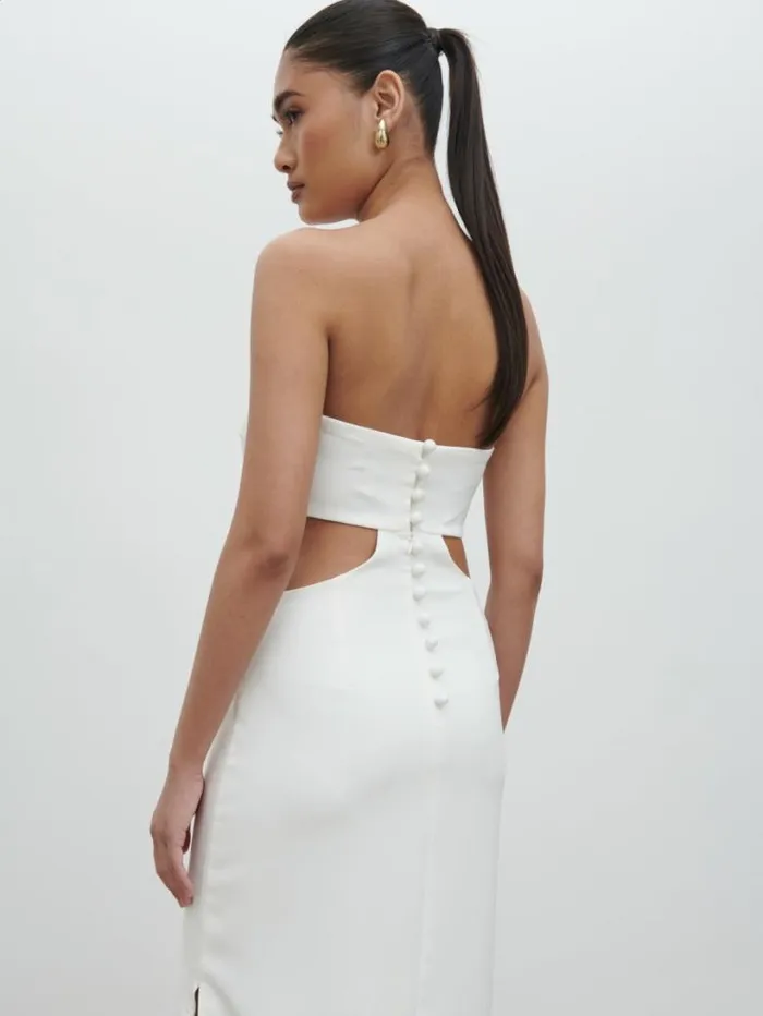 Pretty Lavish Hen Do Women Verde Bandeau Cut Out Maxi Dress White
