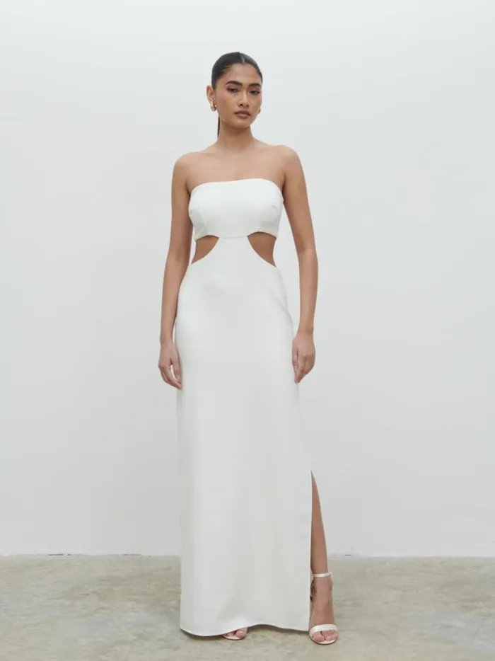 Pretty Lavish Hen Do Women Verde Bandeau Cut Out Maxi Dress White