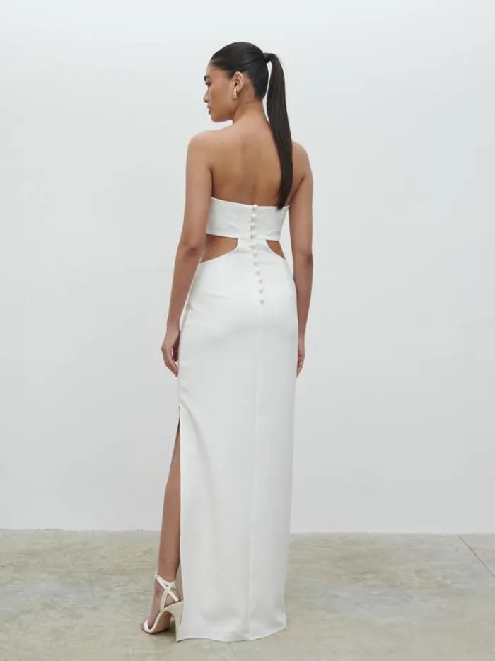 Pretty Lavish Hen Do Women Verde Bandeau Cut Out Maxi Dress White
