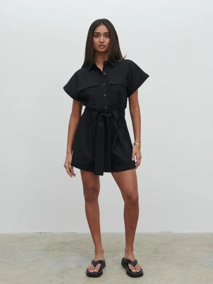 Pretty Lavish Jumpsuits and Playsuits Women Anica Utility Playsuit Black