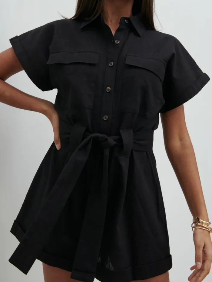 Pretty Lavish Jumpsuits and Playsuits Women Anica Utility Playsuit Black