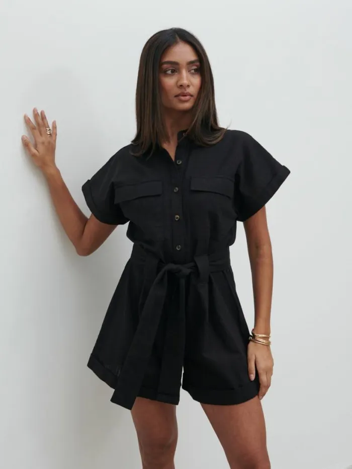 Pretty Lavish Jumpsuits and Playsuits Women Anica Utility Playsuit Black