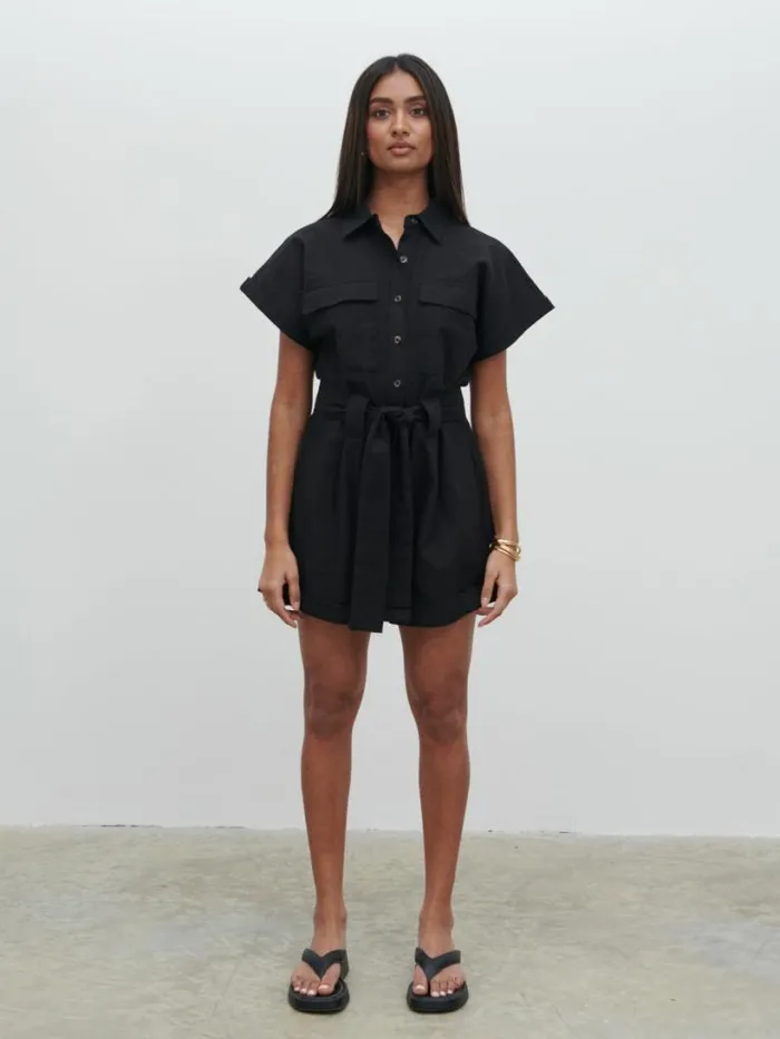 Pretty Lavish Jumpsuits and Playsuits Women Anica Utility Playsuit Black