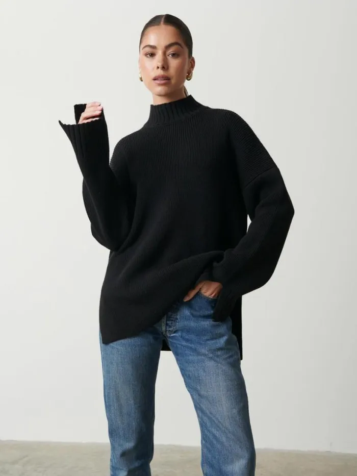 Pretty Lavish Knitwear Women Amory Grown Neck Knit Jumper Black