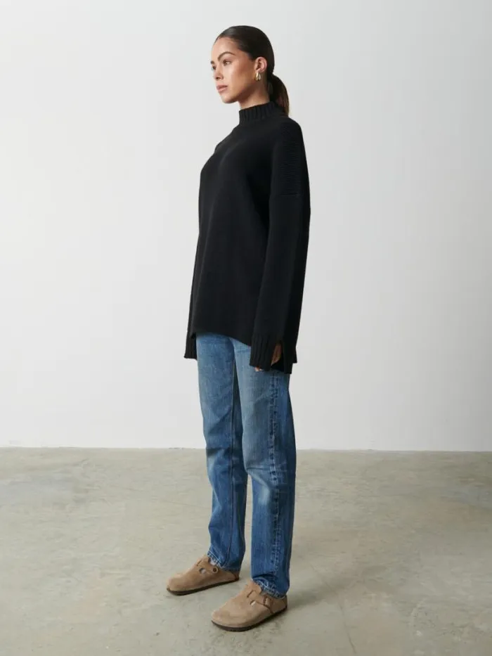 Pretty Lavish Knitwear Women Amory Grown Neck Knit Jumper Black