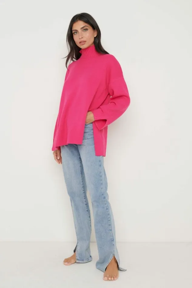 Pretty Lavish Knitwear Women Amory Grown Neck Knit Jumper Pink