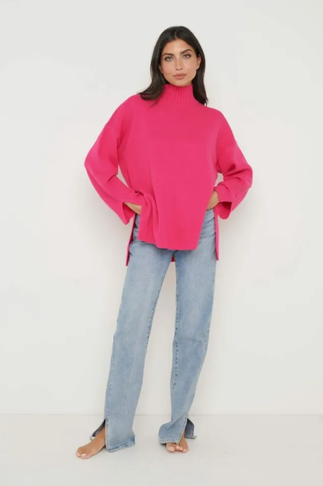 Pretty Lavish Knitwear Women Amory Grown Neck Knit Jumper Pink